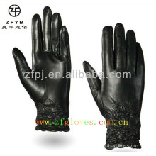 Fashion Women Black Tight Lamb Leather gloves